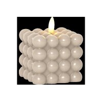 LED-Wachskerze Flamme Dot Beige – Bubble-Design, 9,5 cm, Timer & warmweißes Licht