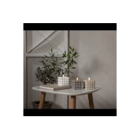 LED-Wachskerze Flamme Dot Beige – Bubble-Design, 9,5 cm, Timer & warmweißes Licht