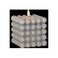 LED-Wachskerze Flamme Dot Grau – Bubble-Design, 12,5 cm, mit Timer & LED-Flamme