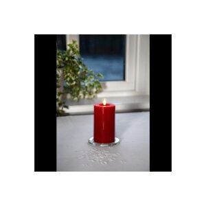 LED-Wachskerze mit natrurgetreuer Flamme in rot 17cm
