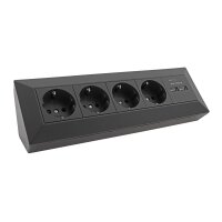 ChiliTec Ecksteckdose Küchensteckdose mit USB Doppelsteckdose 4x Steckdosen 2x USB I 90° Winkel I 230V Aufbau & Eck-Montage für Arbeitsplatte Küche I Schwarz