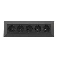 ChiliTec 5-fach Eck-Steckdose Küchensteckdose 230V I 90° Winkel für Eck Montage I Aufbau-Steckdose für Küche Werkstatt I Schwarz