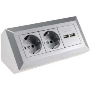 ChiliTec Steckdosenblock Ecksteckdose mit 2x USB 2...
