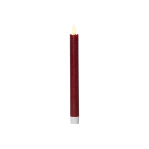 LED-Leuchterkerzen dunkelrot 24,5 cm – Antik-Design mit Timer & Flackerlicht