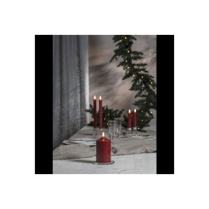 LED-Leuchterkerzen dunkelrot 24,5 cm – Antik-Design mit Timer & Flackerlicht