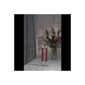 LED-Leuchterkerzen dunkelrot 24,5 cm – Antik-Design mit Timer & Flackerlicht
