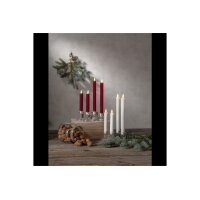 LED-Leuchterkerzen dunkelrot 24,5 cm – Antik-Design mit Timer & Flackerlicht