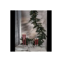 LED-Leuchterkerzen dunkelrot 24,5 cm – Antik-Design mit Timer & Flackerlicht