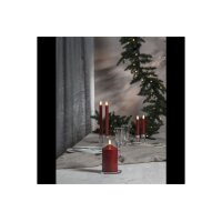 LED-Leuchterkerzen dunkelrot 24,5 cm – Antik-Design mit Timer & Flackerlicht