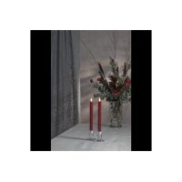 LED-Leuchterkerzen dunkelrot 24,5 cm – Antik-Design mit Timer & Flackerlicht