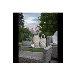 2er Set LATERNE FLAME LANTERN weiß 16 & 23cm hoch
