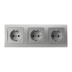 DELPHI 3-fach Steckdose Silber Grau Unterputz I UP Einbau...